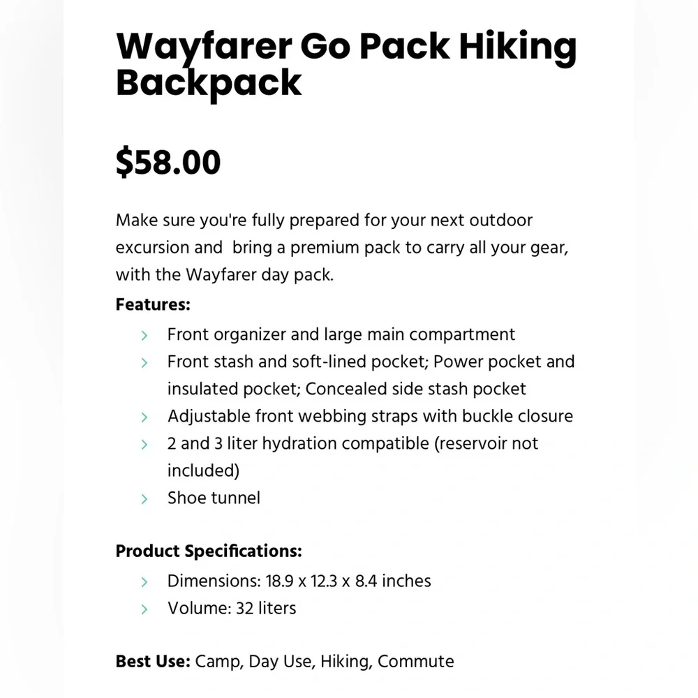 OUTDOOR Brand Wayfarer Go Pack Hiking Backpack